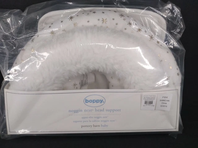 Pottery Barn Infant Baby Boppy Noggin Nest Head Support White With Gold Stars