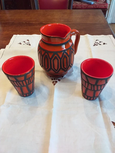 Pichet Et 2 Verres Tupperware Vintage - Années 70 - France - Très Bon état