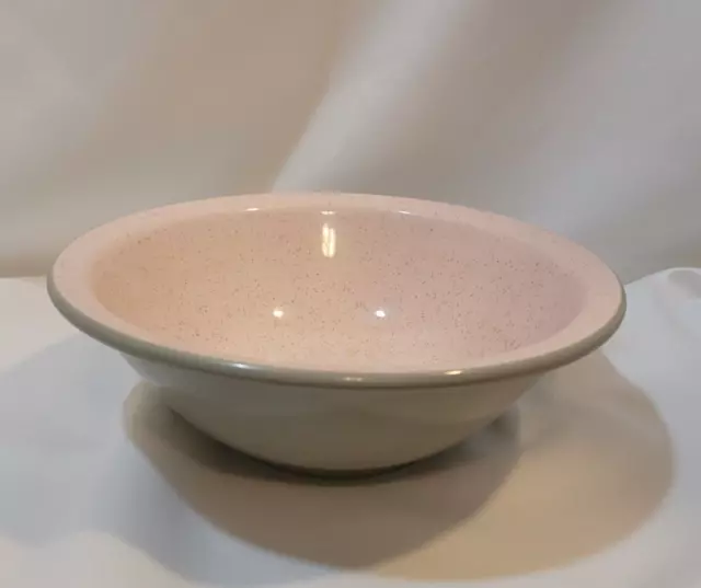 Vintage Harkerware BOWL Stone China Speckled Shell Pink with Green 8.5” DISPLAY