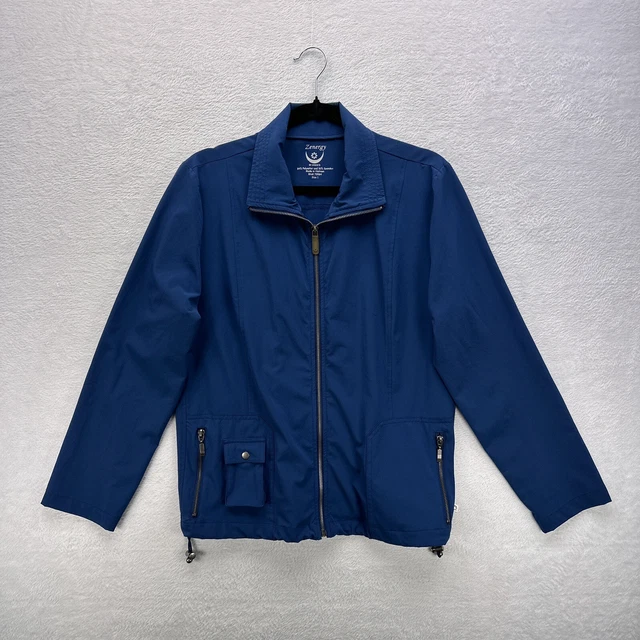 Zenergy by Chicos Jacket Womens 1 (US 8/M) Blue Lightweight Full Zip Stretch