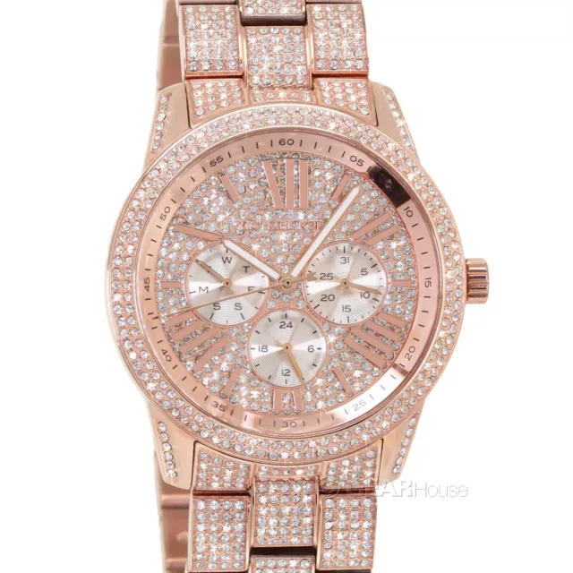 Michael Kors Womens Bradshaw Pave Glitz Watch Rose Gold Stainless Steel Mk6933