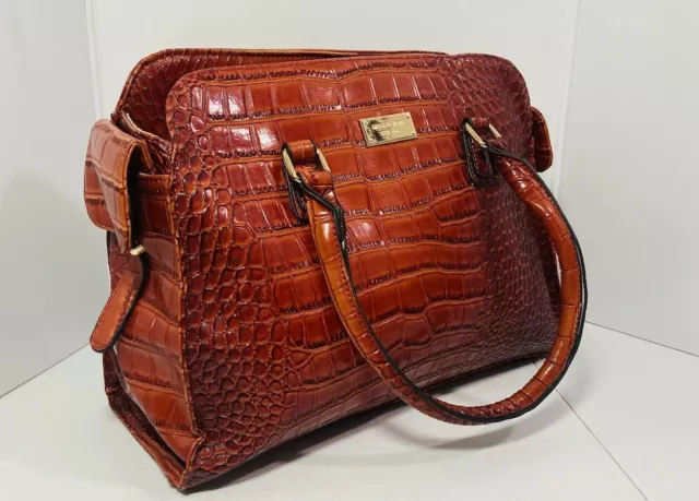 Vintage Michael Kors Brown Croc Embossed Leather Tote Bag