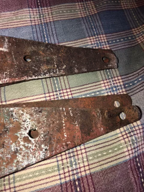 Vtg Lot Of 2 Barn Strap Hinges Farmhouse Gate Rustic Decor See Below 3