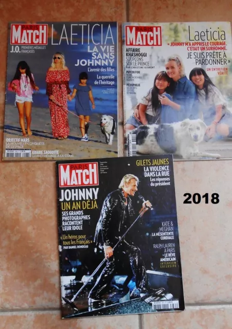 JOHNNY HALLYDAY ET LAETICIA  lot 3 Paris Match de 2018  n° 3588,  3624 ,3631