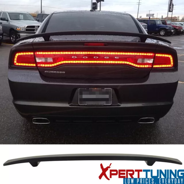 Fits 11-23 Dodge Charger Unpainted Black Rear Trunk Lip Spoiler Wing ABS