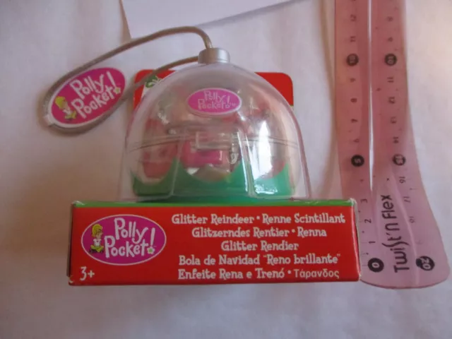 POLLY POCKET : BOULE NOEL " RENNE SCINTILLANT " Réf.56002 / NEUF SOUS BLISTER