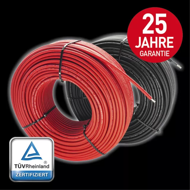 Solarkabel Photovoltaik Rot/Schwarz 4mm² & 6mm²  10-100m  TÜV zertifiziert