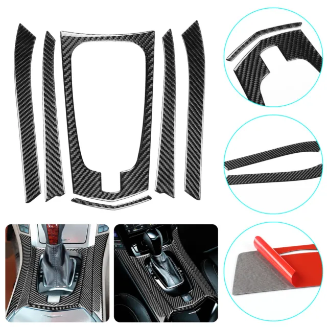 6pcs For Cadillac CTS 08-13 Carbon Fiber Gear Shift Console Interior Cover Trim