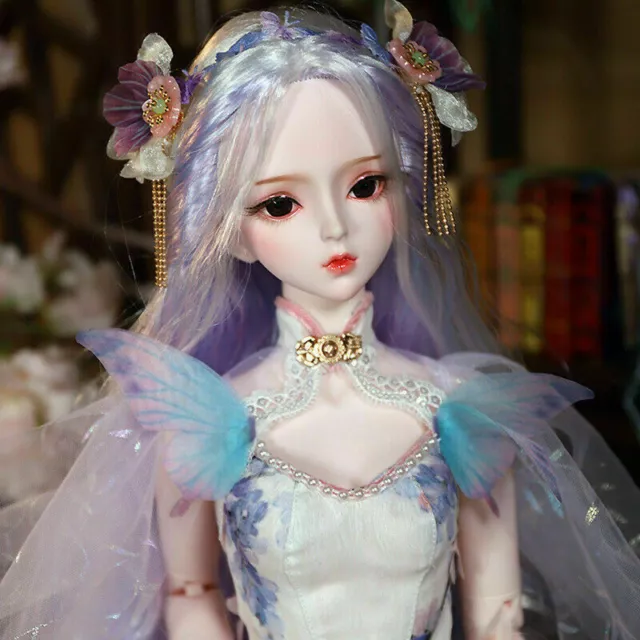 Pretty 1/3 Ball Jointed Girl Body BJD Doll Face Makeup Eyes Wig Clothes FULL SET