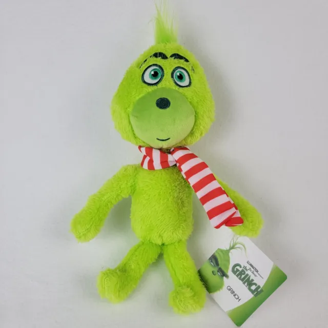 Dr. Seuss Young Grinch with Red White Striped Scarf Stuffed Animal Plush Doll
