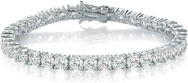 17.5 ct Moissanite Diamond Tennis Bracelet 14k White Gold Sterling Silver 5.5mm