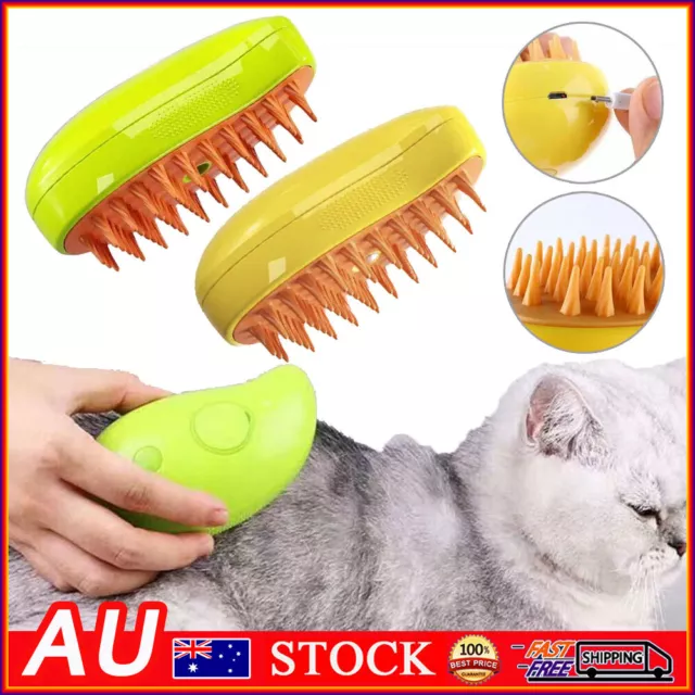 Steamy Pet Brush Electric Spray Cat Hair Brush 3 In1 Dog Steamer Brush Bath AU