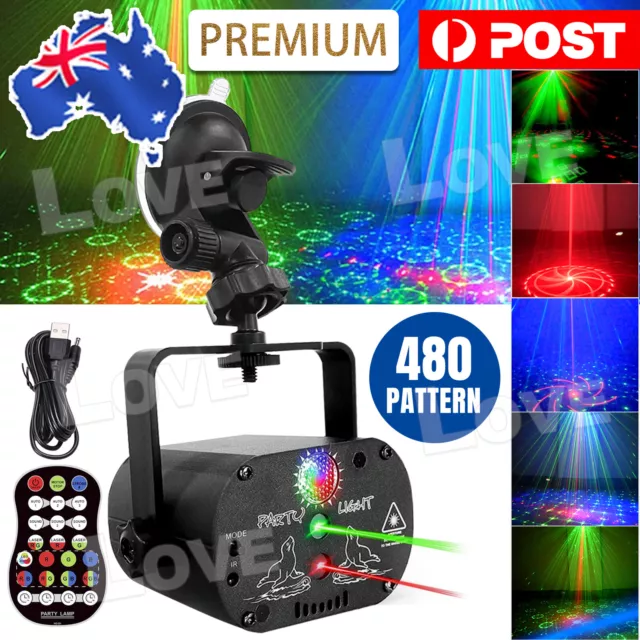 480 Patterns Laser Projector Light Stage Lighting LED RGB Disco Party KTV Lamp