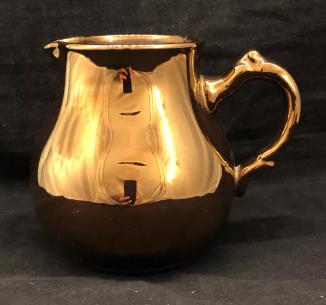 English Copper Lusterware Milk Jug Gibson & Sons Burslem England 5” High c1910s