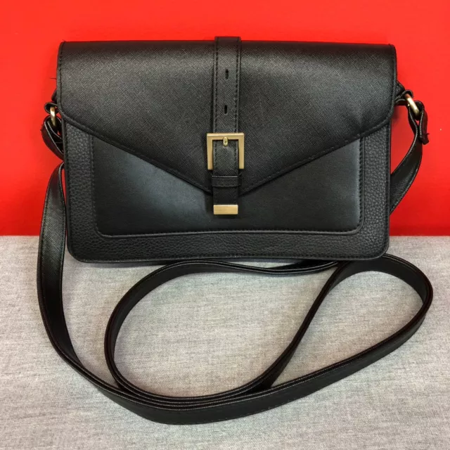 Women's Shoulder Messenger Bag Black Purse Snap Flap Handbag Tote Unbranded