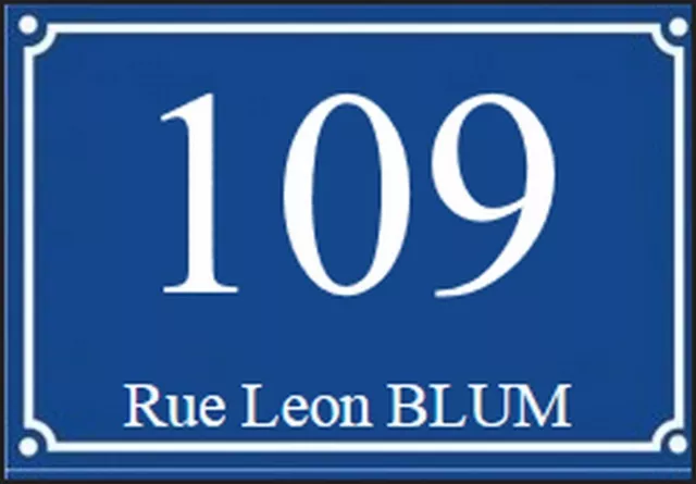 plaque de rue personnalisee originale, numero de maison original bleue