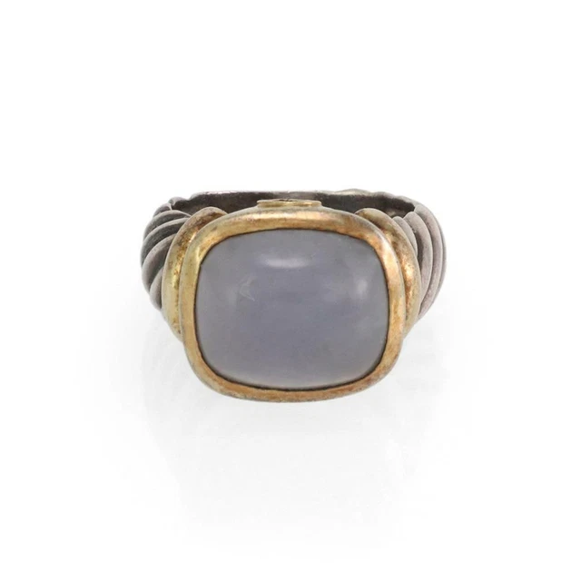 David Yurman Nobelesse Chalcedony 14k Gold 925 Silver Cable Ring LIQUIDATION