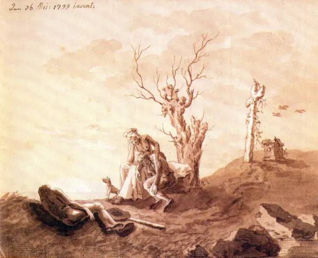 Caspar David Friedrich - Funeral Scene at Beach (1799) - 17"x22" Fine Art Print