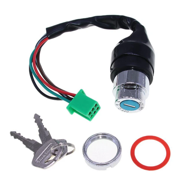 US Universal Motorcycle Ignition Key Switch Engine Kill Switch 6 Wire 2 Keys Kit