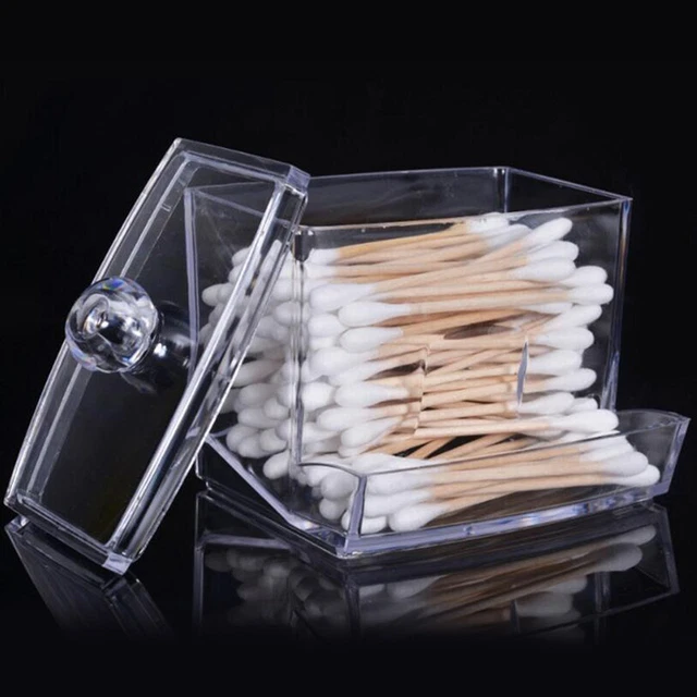 Hot Clear Acrylic Cotton Swab Storage Holder Box Cosmetic Makeup Organizer n#km