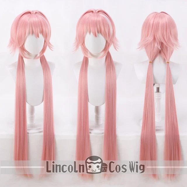 GHK Anime Apocrypha Fate/go Astolfo Parrucca cosplay Lunghi capelli rosa intrecciati Sintetici Halloween Costume Party Gioca parrucche per le donne