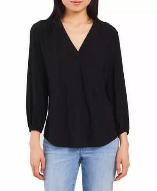 Two by Vince Camuto Ladies V-Neck Long Sleeve Blouse Black