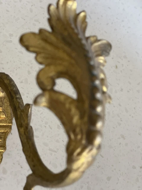 Antique French Curtain Tie Backs in Gilt, Vintage French Curtain Tie Back Holder