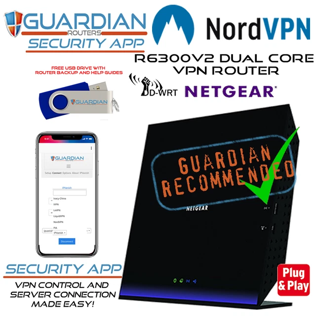 Netgear R6300v2 Guardian APP router VPN 1 anno nord VPN - NESSUN ABBONAMENTO richiesto