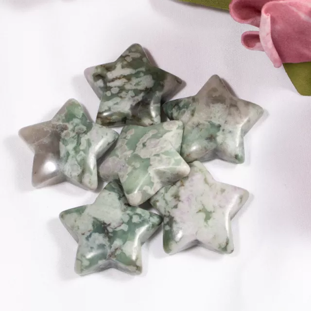 20pcs Natural Auspicious Jade Stone Healing Star Gemstone for Home Decor 25x6mm