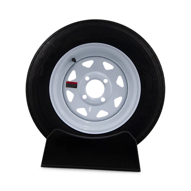 Eco-Trail ST 5.30-12 Load Range C Trailer Tire on White Painted 4 Bolt Wheel