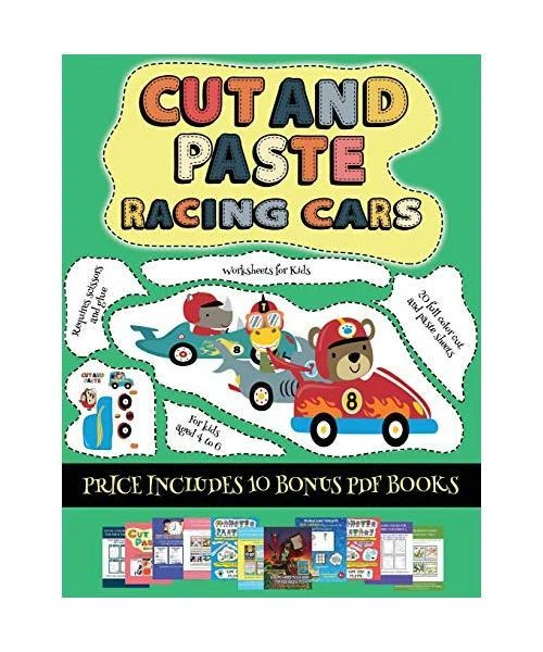 Kids Racing Worksheet WORKSHEETS FOR KIDS (Cut and paste - Racing Cars): This book comes with ...