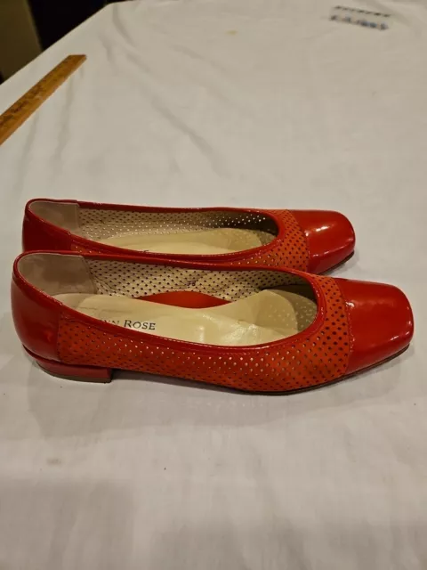 Taryn Rose Red Perforated Leather Slip On Flats Shoes Size 8