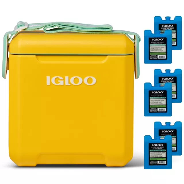 Igloo Tag Along Too Cool Box & Reusable Ice Cubes Hard Side Cooler Bbq Drink