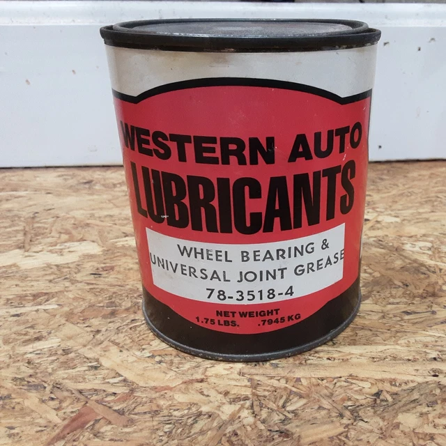 VINTAGE WESTERN AUTO LUBRICANTS 1.75 LB. Grease Can Metal VERY NICE