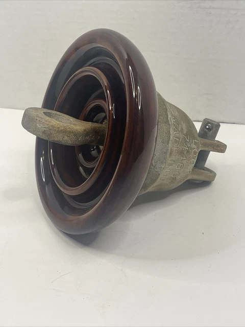Vintage Brown Locke Electrical High Voltage 10,000lbs Porcelain Insulator 1963 9