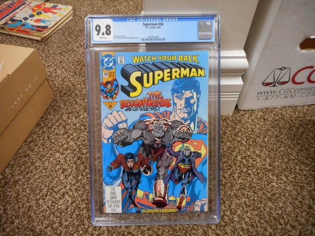 Superman 58 cgc 9.8 DC 1991 TV show Action JLA vs Batman movie MINT WHITE pages