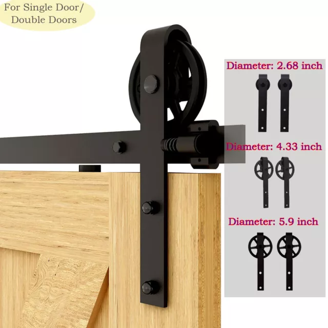 Sliding Barn Door Hardware Track Kit 4/5/6/8/10FT for Single/Double Wood Doors