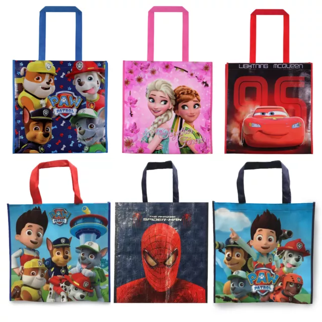 Kids Reusable Shopping / Tote / Gift Bag - Paw Patrol Cars Spiderman Frozen