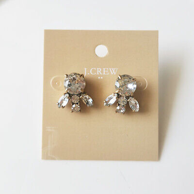 New Jcrew Floral Crystal Stud Earrings Gift Vintage Women Party Holiday Jewelry
