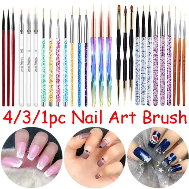 4/3/1Pc Nail Art Pen Dotting Peinture Dessin Uv Gel Liner Polish Brush Tool R