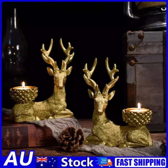 AU 2 Pcs Christmas Reindeer Candle Holders Christmas Stag Candle Holder for Xmas