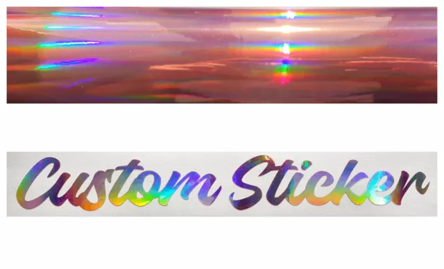 Rose Gold Pink Neo Hologram Custom Personalised Font Wording Text Sticker Decal