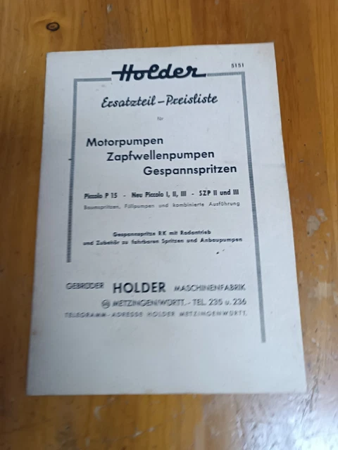 Prospekt Ersatzteil Preisliste Holder Motorpumpen Zapfwelle Spritzen Traktor KD