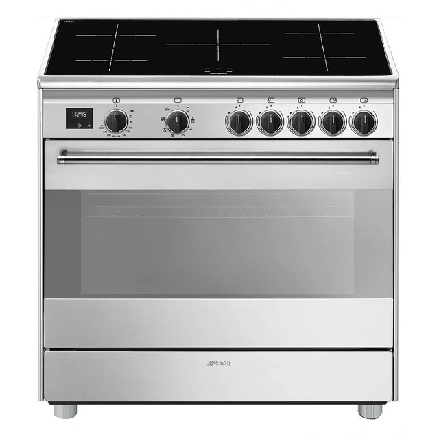 SMEG BG91IX2 Cuisine Inox 90 CM Avec Table Induction Four Électrique Cl. La Inox