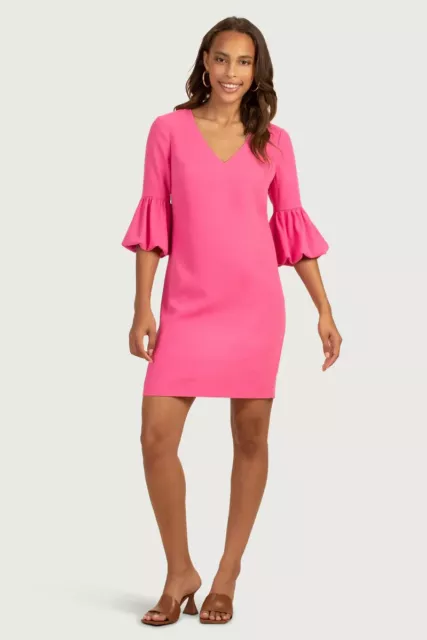L@@K! TRINA TURK Venus Pink Surprising Puff-Sleeve Dress 8 $248