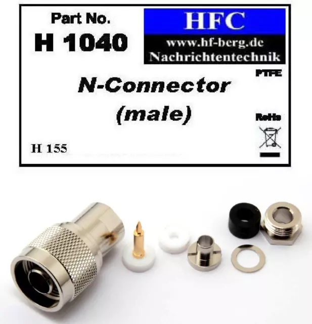 1 Stück N-Stecker für H155 Koaxkabel 50 Ω (H1040)