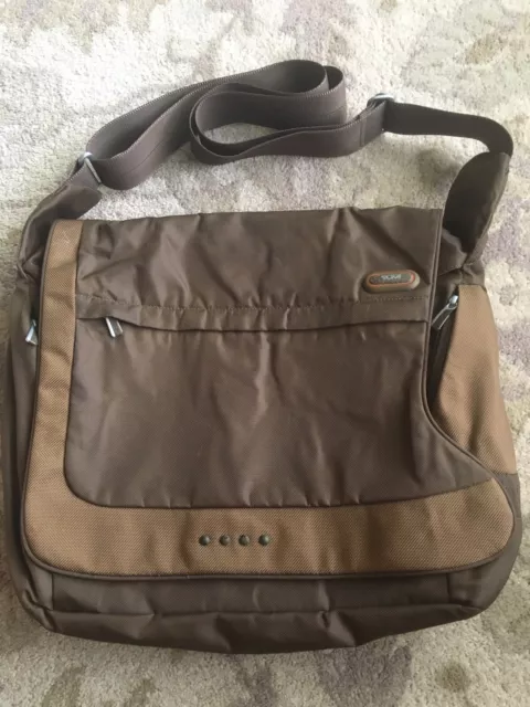 TUMI Mens Rust/Orange Nylon Large Expandable Laptop Messenger Bag #5112B VGC
