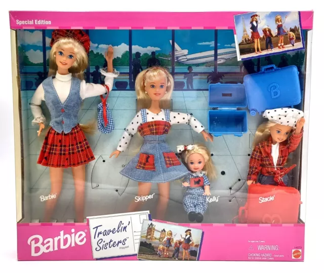 1995 Barbie Travelin' Sisters set bambole / set regalo 4 bambole / Mattel 14073 / n.fB