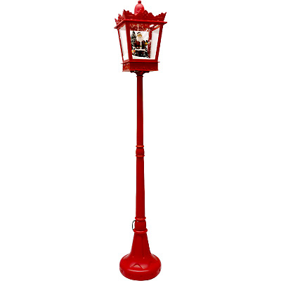 Lampione natalizio luminoso rosso Babbo Natale neve suoni 180 cm 474804 - Rotex