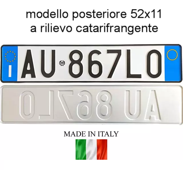 REPLICA TARGA AUTO ITALIANA RILIEVO ART.102 D.LGS285/92 ANTERIORE